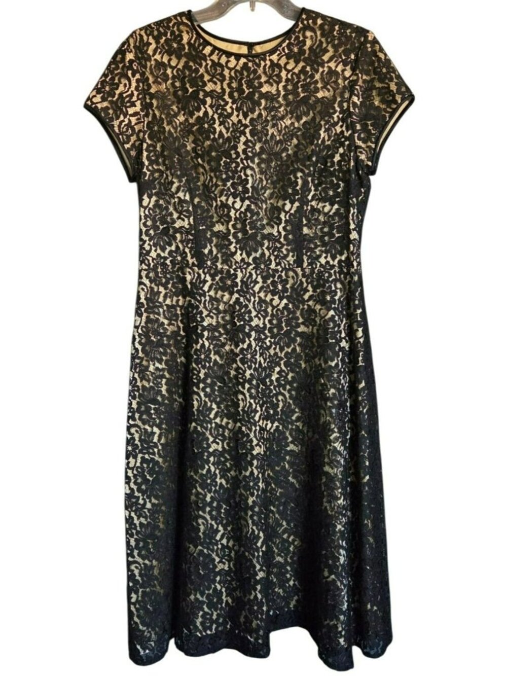 Talbots Women's Dress Size 12 Black and tan lace with zipper closure